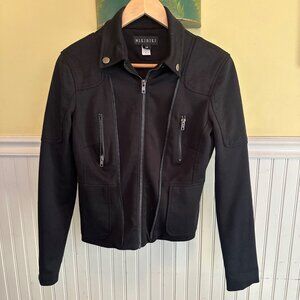 Nikibiki Womens Black Moto Jacket With Front & Back Zippers Size M